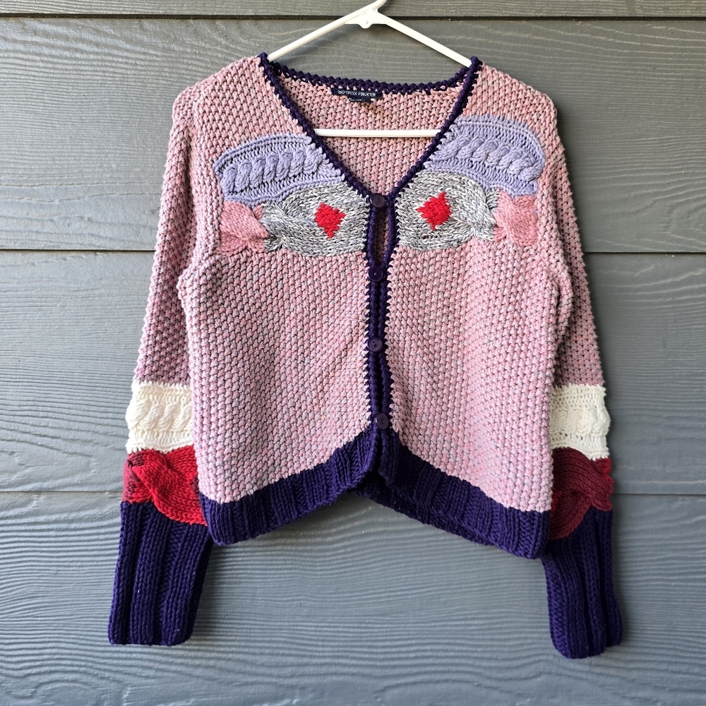 Vintage Boston Proper Crocheted Knit Button-up Cardigan